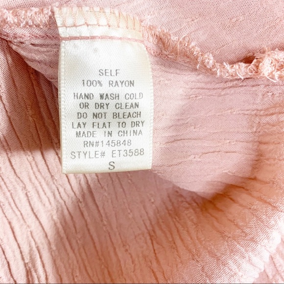 Everly Long Sleeve Crinkle Twist Front Pink Blouse Pink - Picture 4 of 4